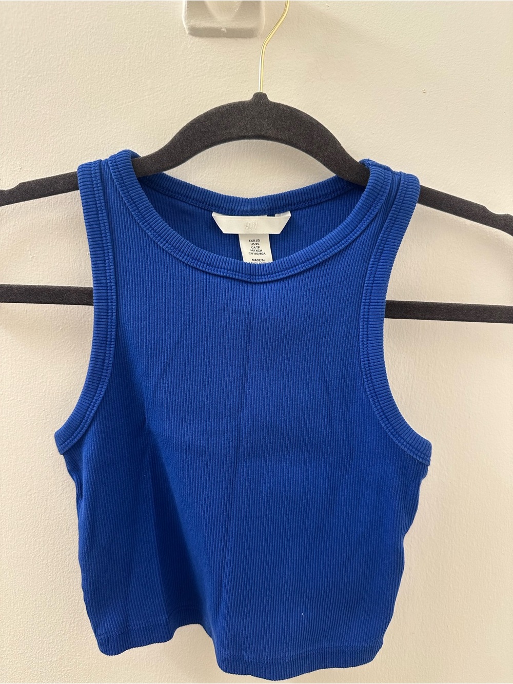 H&M Royal Blue Ribbed Crop Tank